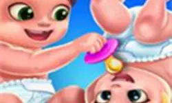 Baby Twins Caring Day